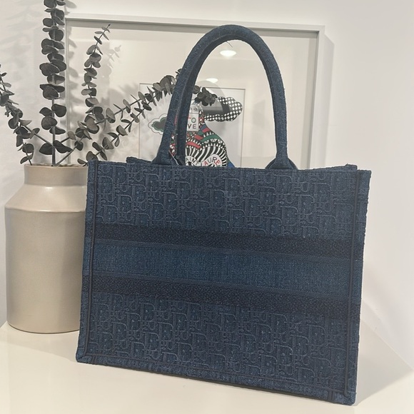 Dior Medium Denim Book Tote NWOT - Picture 3 of 10